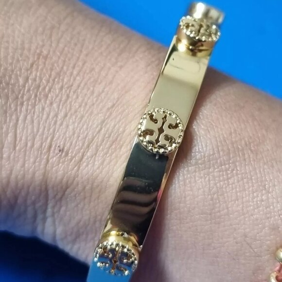 (SOLD)Tory Burch Gold Tone Bangle Cuff Bracelet - Picture 7 of 8
